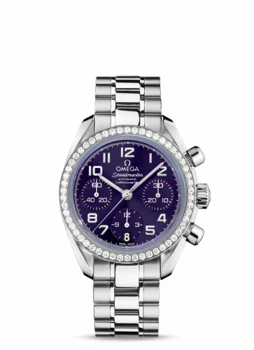 Omega Speedmaster Date 38 Stainless Steel / Diamond / Purple / Bracelet 324.15.38.40.10.001 (32415384010001)